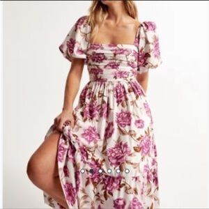 Abercrombie & Fitch Emerson Floral Poplin Sleeve Midi Dress Size XL NWT